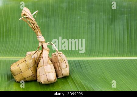 Ketupat, rice dumpling popular Malay food during Hari Raya celebration. Stock Photo