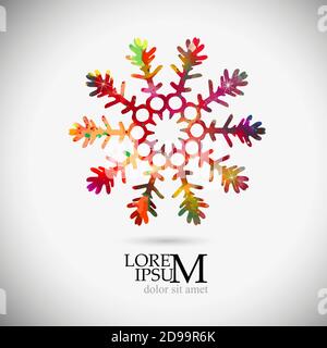 A multi-colored abstraction of a snowflake. Merry Christmas. Mixed media. Vector illustration Stock Vector