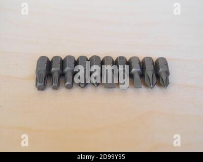 Screwdriver bits in a bit holder set Stock Photo