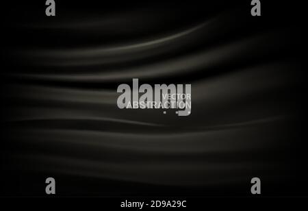 Vector Abstract Black background luxury cloth . Black silk  with  liquid wave or wavy folds . Texture satin velvet material for luxurious elegant  des Stock Vector