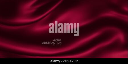 Vector Abstract Red background luxury cloth . Red silk  with  liquid wave or wavy folds . Texture satin velvet material for luxurious elegant  design Stock Vector