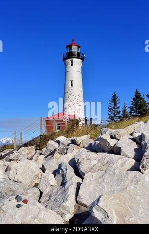 USA, Michigan, Great Lakes, Lake Michigan, White Shoal Lighthouse ...