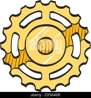 Sprocket icon in color drawing. Stock Vector