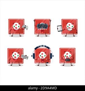 Toys block three cartoon character are playing games with various cute emoticons Stock Vector