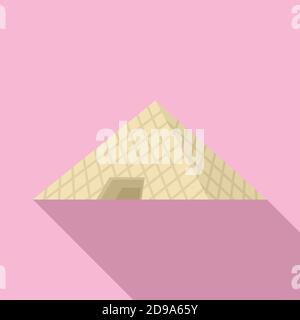 French glass pyramide icon, flat style Stock Vector