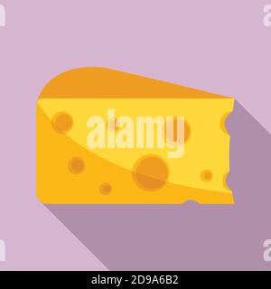 French cheese icon, flat style Stock Vector