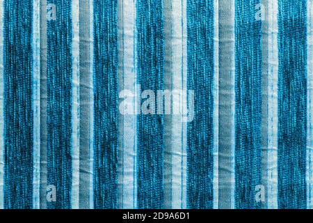 striped synthetic woven upholstery fabric close-up texture and background Stock Photo