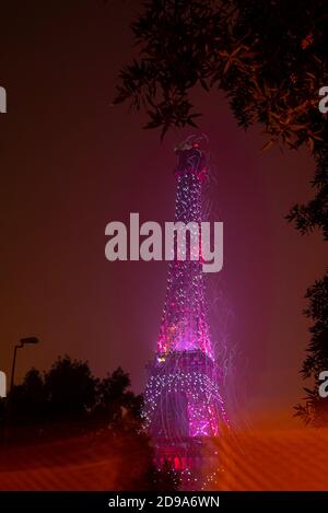 fireworks at Eiffel tower in Lahore during happy new year celebrations ...