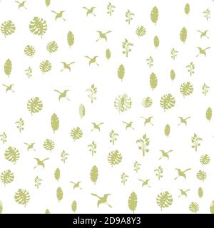 Childrens texture. Seamless pattern. Funny dinosaurs and leaves. Pastel colors. Stock Vector