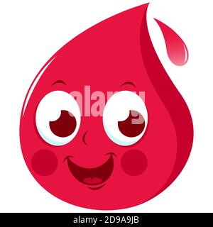 Cute cartoon blood drop. Blood donation concept character. Stock Photo