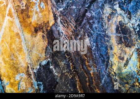 Dark Textured Painted Cracked Multicolored Rusty Aged Metal Background Stock Photo