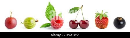 Fruits. Collection of sweet berries on white background Stock Photo