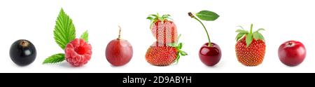 Fruits. Collection of sweet berries on white background Stock Photo