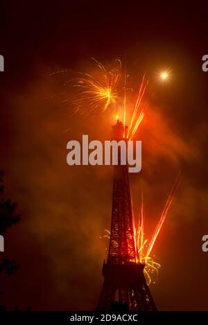 fireworks at Eiffel tower in Lahore during happy new year celebrations ...