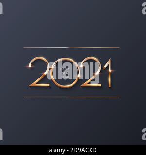 Happy new year 2021 background. Gold shining in light with sparkles abstract celebration. Greeting festive card vector illustration. Merry holiday Stock Vector