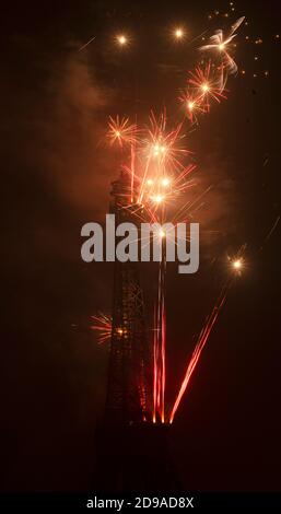 fireworks at Eiffel tower in Lahore during happy new year celebrations ...