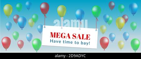 Sale sign with balloons. Shopping banner. Vector EPS10 Stock Vector
