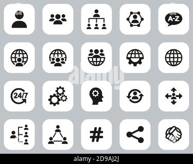 Organization & Structure Icons Black & White Flat Design Set Big Stock Vector