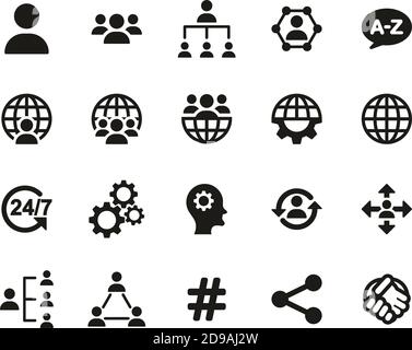 Organization & Structure Icons Black & White Set Big Stock Vector