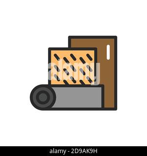 Thermal insulation and warming house color line icon.  Stock Vector