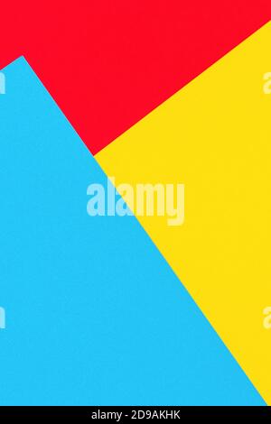 Abstract yellow, red and light blue color paper geometry composition banner background Stock Photo