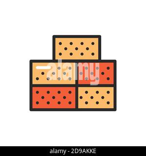 Stack brick color line icon. Pictogram for web page, mobile app, promo. Stock Vector