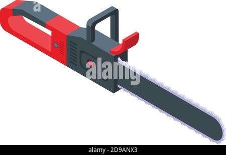 Electric chainsaw icon. Isometric of electric chainsaw vector icon for web design isolated on white background Stock Vector