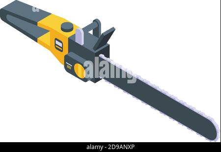 Long electric chainsaw icon. Isometric of long electric chainsaw vector icon for web design isolated on white background Stock Vector