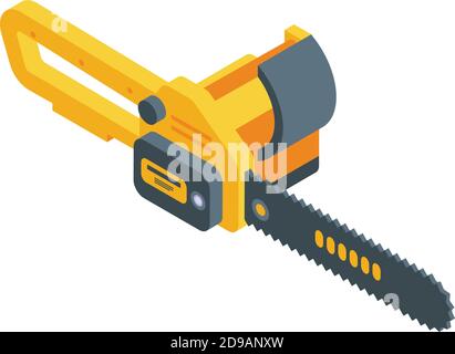 Modern electric chainsaw icon. Isometric of modern electric chainsaw vector icon for web design isolated on white background Stock Vector