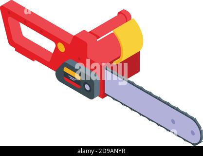 Power electric chainsaw icon. Isometric of power electric chainsaw vector icon for web design isolated on white background Stock Vector