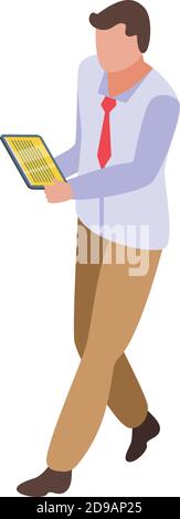 Tablet manager writing icon. Isometric of tablet manager writing vector icon for web design isolated on white background Stock Vector