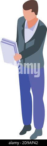 Office manager writing papers icon. Isometric of office manager writing papers vector icon for web design isolated on white background Stock Vector