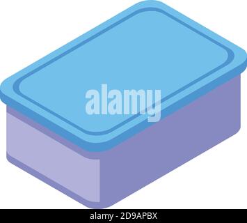 Lunch plastic box icon. Isometric of lunch plastic box vector icon for web design isolated on white background Stock Vector