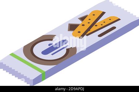 Wheat snack bar icon. Isometric of wheat snack bar vector icon for web design isolated on white background Stock Vector