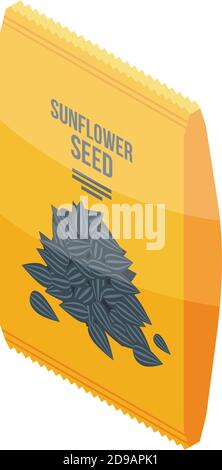 Sunflower seed fresh package icon. Isometric of sunflower seed fresh package vector icon for web design isolated on white background Stock Vector
