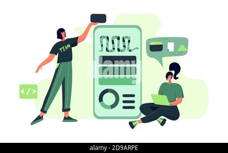 Development. Code language sign. Programming coding and developing concept. Stock Vector