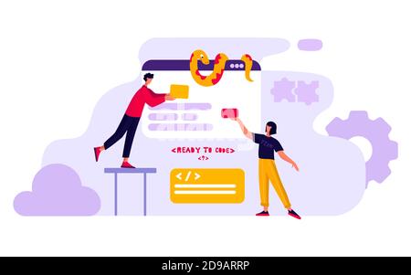 Development. Code language sign. Programming coding and developing concept. Stock Vector
