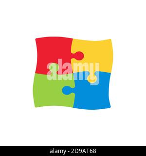 Jigsaw puzzle colored vector 2x2, four pieces Stock Vector