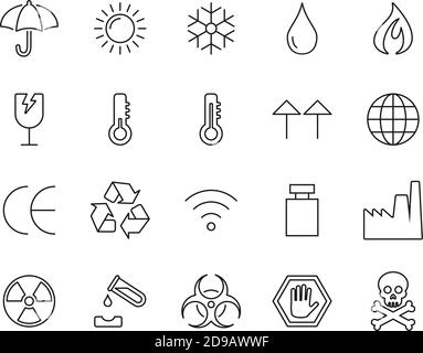 Package Symbols & Cargo Symbols Icons Black & White Thin Line Set Big Stock Vector