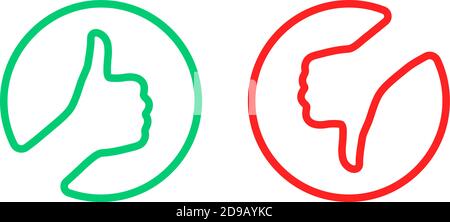 round thin line thumbs up and down logo Stock Vector
