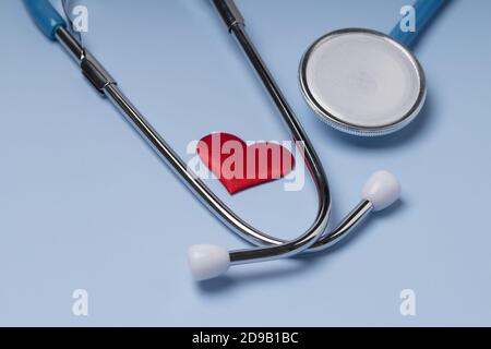 Stethoscope with red heart. medical concept. Stock Photo
