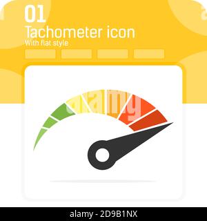 Color vector tachometer premiun icon with flat style style isolated on white background. flat vector illustration tachometer sign symbol icon concept Stock Vector