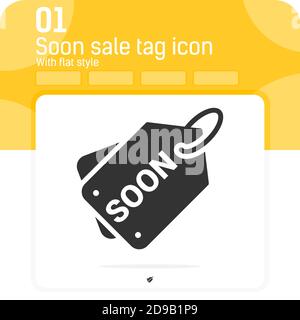 Soon sale tag premiun icon with flat style isolated on white background. Vector illustration tag price sign symbol icon for web design, ui, ux, apps Stock Vector