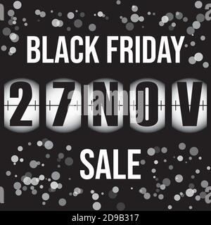 black friday sale 27 November 2020 poster flip clock style. stylish Vector illustration Stock Vector