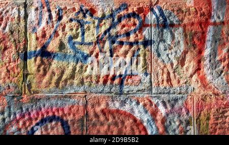 Multi-colored painted wall. Abstract detail Stock Photo