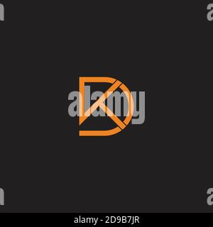 letter dk linked overlapping simple line logo vector Stock Vector