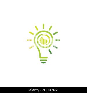 shine light bulb leaf design idea symbol logo vector Stock Vector