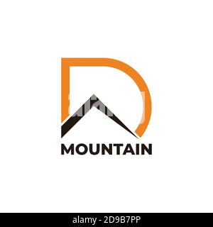 abstract letter d simple mountain sun symbol logo vector Stock Vector