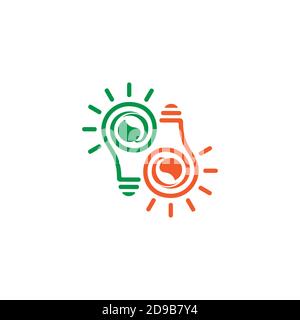 abstract letter pd idea connection light bulb symbol logo vector Stock Vector