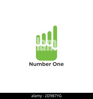 abstract number one hand palm bar chart finance symbol logo vector Stock Vector